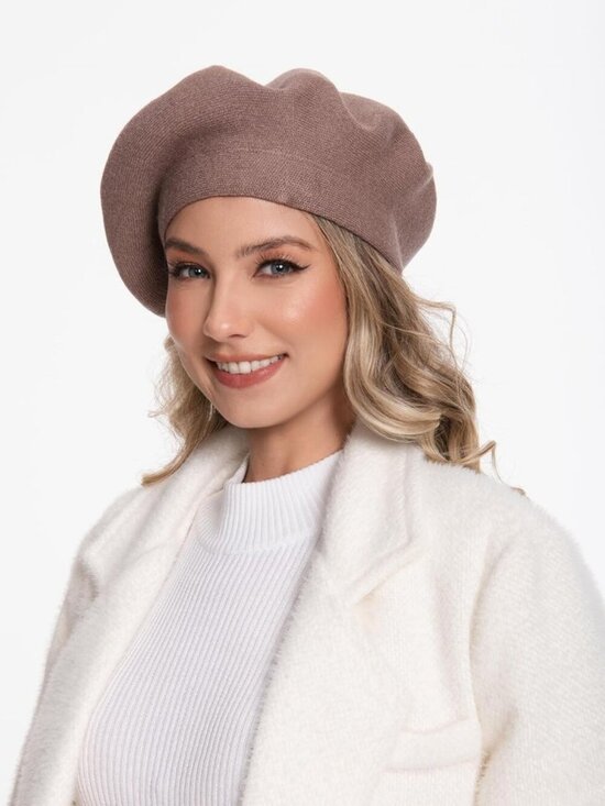 Women\'s French Style Double Layer Winter Autumn Warm Soft Beanie Hat White main image 4
